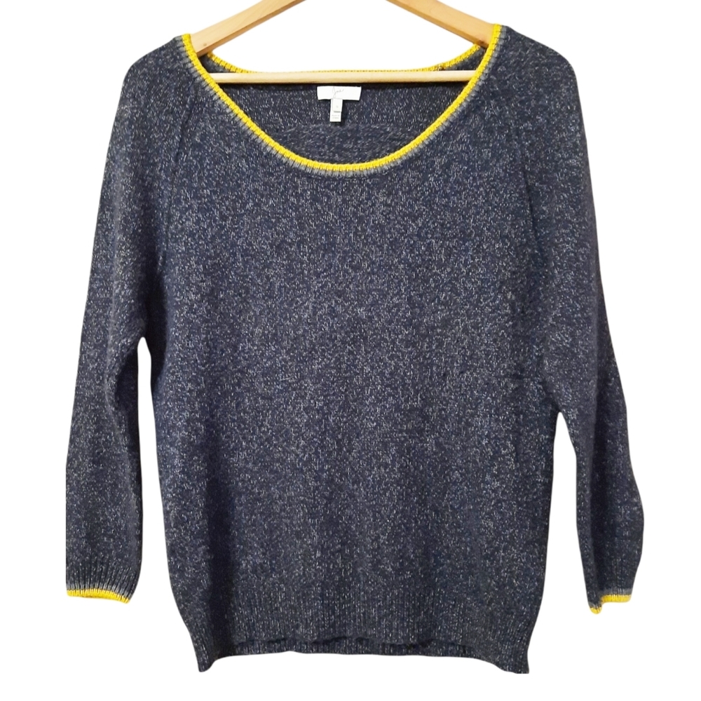 Joie Cashmere Blend Sweater Gray Yellow Size S